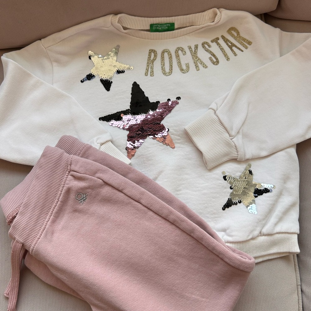 Rockstar Sequin Sweatshirt and Pink Joggers Set